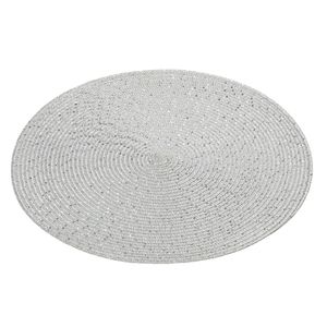 1x Tafelonderleggers/placemats rond zilver met glitter 38 cm - Placemats