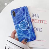 Marmer anti-drop TPU bescherming achtercover voor iPhone XS Max met opvouwbare houder (Z25)