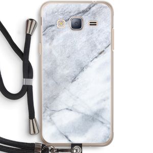 Witte marmer: Samsung Galaxy J3 (2016) Transparant Hoesje met koord
