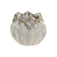 Vaas Home ESPRIT Crème Keramisch Blad van een plant 22 x 22 x 19 cm