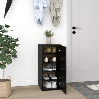 Schoenenkast 32x35x70 cm bewerkt hout zwart