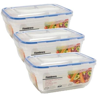 Vivalto vershoudbakje - 3x - met deksel - 2300 ml - Voedsel bewaar bakjes - kunststof