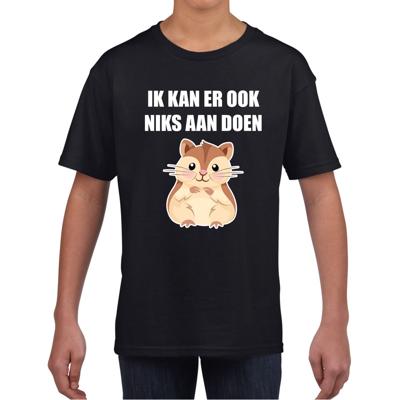 Ik kan er ook niks aan doen hamsteren t-shirt zwart voor kinderen Ik kan er ook niks aan doen hamsteren t-shirt zwart voor kinderen