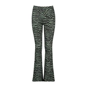 CoolCat Junior flared broek Philou met panterprint groen/grijs