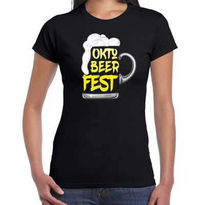 Oktoberfest verkleed t-shirt voor dames - Oktobeerfest - Duitsland bierfeest kleding - zwart