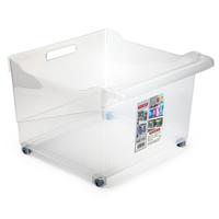 Plasticforte opberg Trolley Container - transparant - op wieltjes - L39 x B38 x H26 cm - kunststof - Opberg trolley