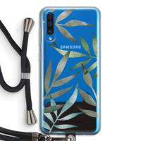 Tropical watercolor leaves: Samsung Galaxy A50 Transparant Hoesje met koord - thumbnail