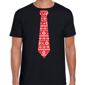 Stropdas Kerst t-shirt kerstpatroon zwart voor heren