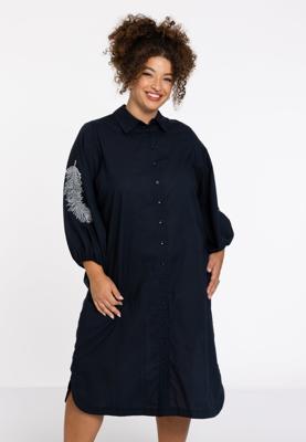 Yoek Geborduurde blouse-jurk SOFT | Blauw | Maat 58/60