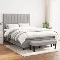 Boxspring met matras stof lichtgrijs 140x190 cm