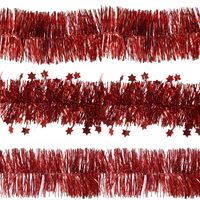 Decoris folie kerstslingers 3x stuks - rood - kunststof - 270 cm