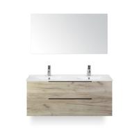 Seville Badmeubelset 120 cm - 2 laden Craft Oak Edge - Wastafel Enjoy Dubbel - met Spiegel