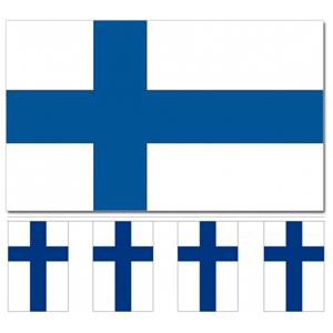 Finland versiering/feestartikelen set - vlag 90 x 150 cm - vlaggenlijn van 300 cm - landen