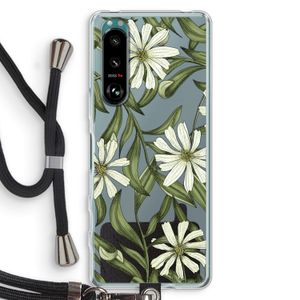 Wit bloemenpatroon: Sony Xperia 5 III Transparant Hoesje met koord
