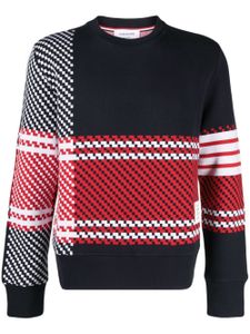 Thom Browne 4-Bar checked cotton sweatshirt - Bleu