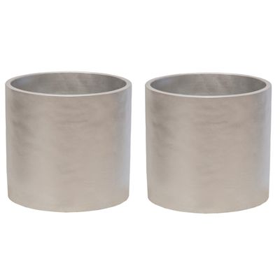 Plantenpot/bloempot - 2x - keramiek - zilver - D14 x H13 cm Plantenpot/bloempot - 2x - keramiek - zilver - D14 x H13 cm