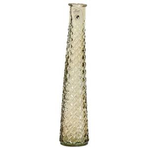 Decoris Vaas - beige - ruit patroon - glas - D7 x 32 cm - smal