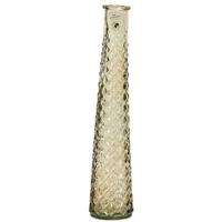 Decoris Vaas - beige - ruit patroon - glas - D7 x 32 cm - smal