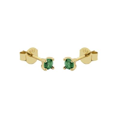 Karma Oorbellen Round Emerald Green Zirconia 2 mm Goud