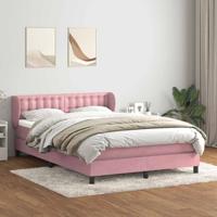 Boxspring met matras fluweel roze 140x210 cm