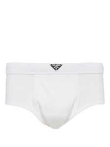 Prada short en coton à logo triangulaire - Blanc