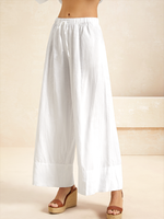 Loose Casual Linen Plain Pants With No