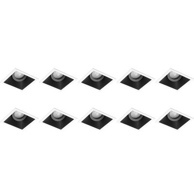 Spot Armatuur 10 Pack - Pragmi Zano Pro - GU10 Inbouwspot - Vierkant - Zwart/Wit - Aluminium - Kantelbaar - 93mm