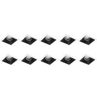 Spot Armatuur 10 Pack - Pragmi Zano Pro - GU10 Inbouwspot - Vierkant - Zwart/Wit - Aluminium - Kantelbaar - 93mm