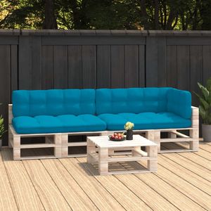 VidaXL Palletkussens 5 st stof blauw