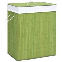 The Living Store Bamboe Wasmand - Rechthoekig - Groen - 43.5 x 33.5 x 65.5 cm - 83 L - thumbnail