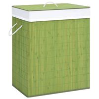 The Living Store Bamboe Wasmand - Rechthoekig - Groen - 43.5 x 33.5 x 65.5 cm - 83 L