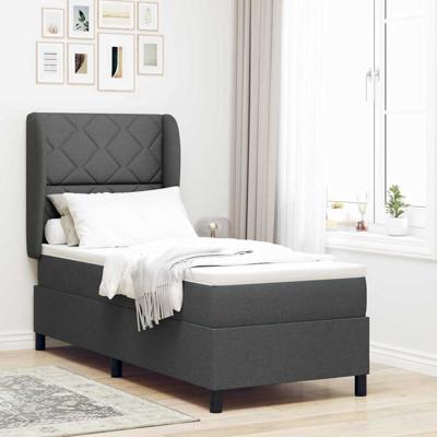 Boxspringbed met matras stof donkergrijs 80x200 cm