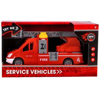 Rapid Wheels brandweerwagen met ladder en licht en geluid en frictie/sproeifunctie