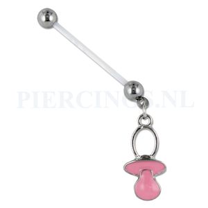 Navelpiercing zwangerschap speen roze