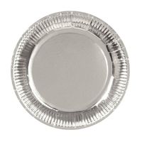 6x Zilveren feest borden 23 cm - Feestbordjes - thumbnail
