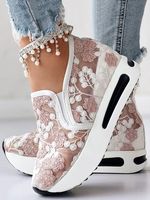 Floral Embroidery Breathable Sheer Mesh Sneakers