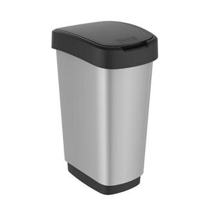 Rotho twist afvalbak 50l zilver/metallic