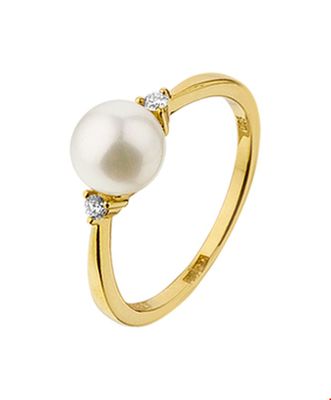 TFT Ring Parel En Diamant 0.05ct H SI Geelgoud TFT Ring Parel En Diamant 0.05ct H SI Geelgoud