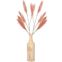 Decoratie pampasgras kunst pluimen in houten vaas - oudroze - 98 cm