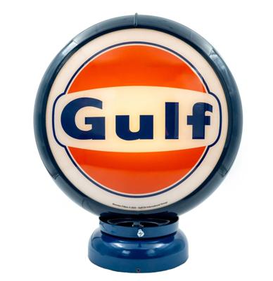 Gulf Logo PVC Benzinepomp Bol met Lampvoet - Blauw/Blauw