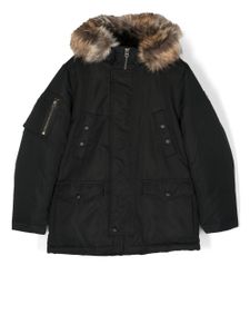 Ralph Lauren Kids parka à capuche bordée de fourrure - Noir