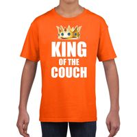 Woningsdag King of the couch t-shirts voor thuisblijvers tijdens Koningsdag oranje kinderen / jongens XL (164-176)  - - thumbnail