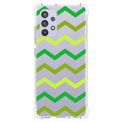 Samsung Galaxy A32 4G | A32 5G Enterprise Editie Doorzichtige Silicone Hoesje Zigzag Groen Samsung Galaxy A32 4G | A32 5G Enterprise Editie Doorzichtige Silicone Hoesje Zigzag Groen