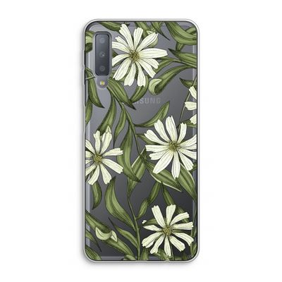 Wit bloemenpatroon: Samsung Galaxy A7 (2018) Transparant Hoesje