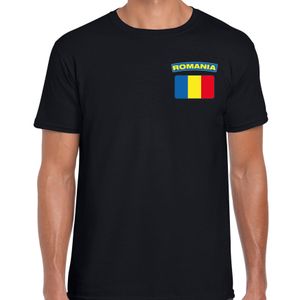 Romania t-shirt met vlag Roemenie zwart op borst voor heren