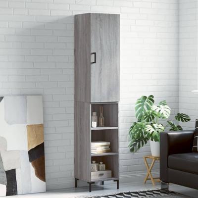 Hoge kast 34,5x34x180 cm bewerkt hout grijs sonoma eikenkleurig
