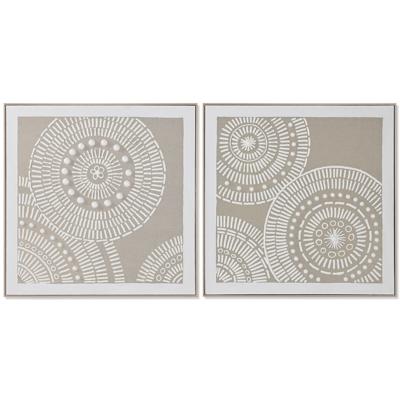 Schilderij Home ESPRIT Wit Beige Cirkels Stads 82 x 4,5 x 82 cm (2 Stuks)