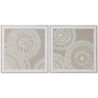 Schilderij Home ESPRIT Wit Beige Cirkels Stads 82 x 4,5 x 82 cm (2 Stuks)