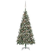 VidaXL Kunstkerstboom met verlichting kerstballen dennenappels 210 cm