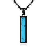 Mendes Zwarte Heren Ketting met Turquoise Inlay Hanger